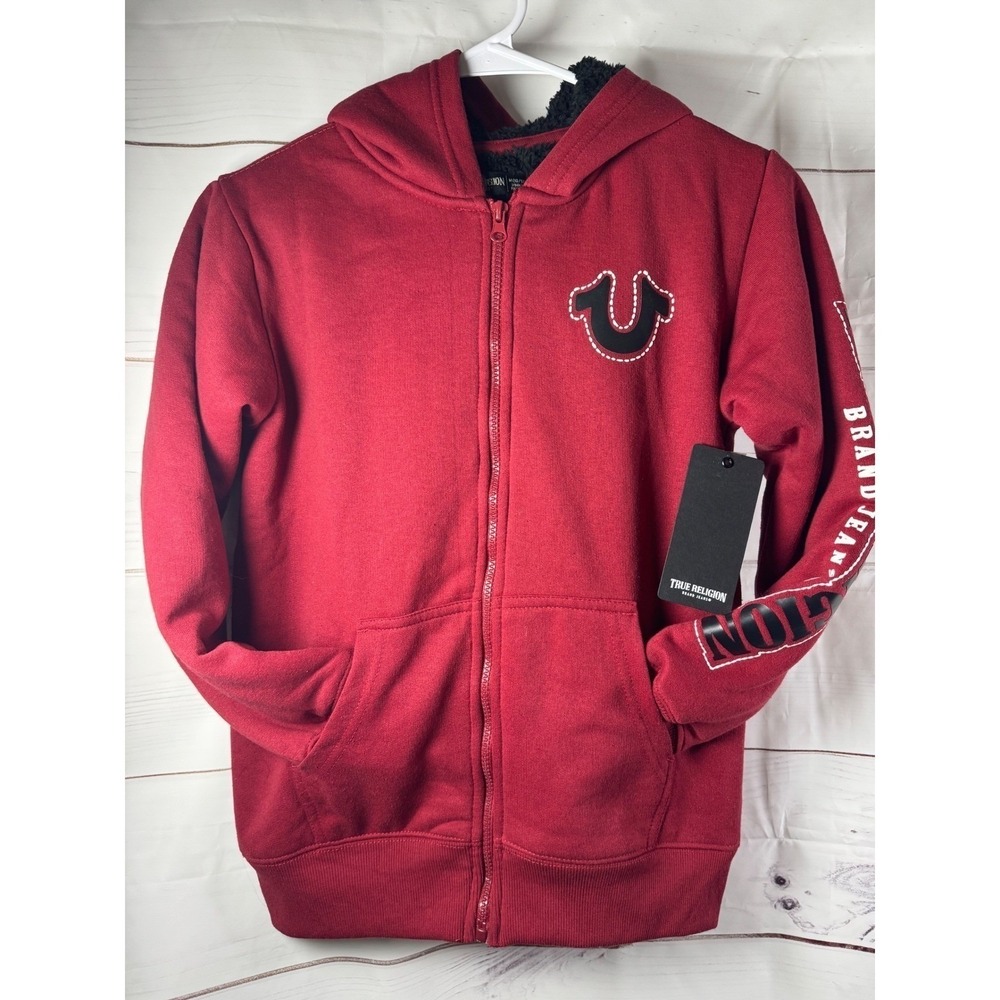 NWT True Religion Red Zip-Up Hoodie / Size M (10/12)‎ / Sku0129